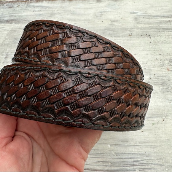 Leather Stamped Western Belt 33”-37” - Picture 3 of 6